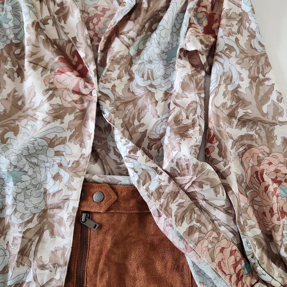 Vintage The Limited Silky Floral Blouse 3/4 Sleeve